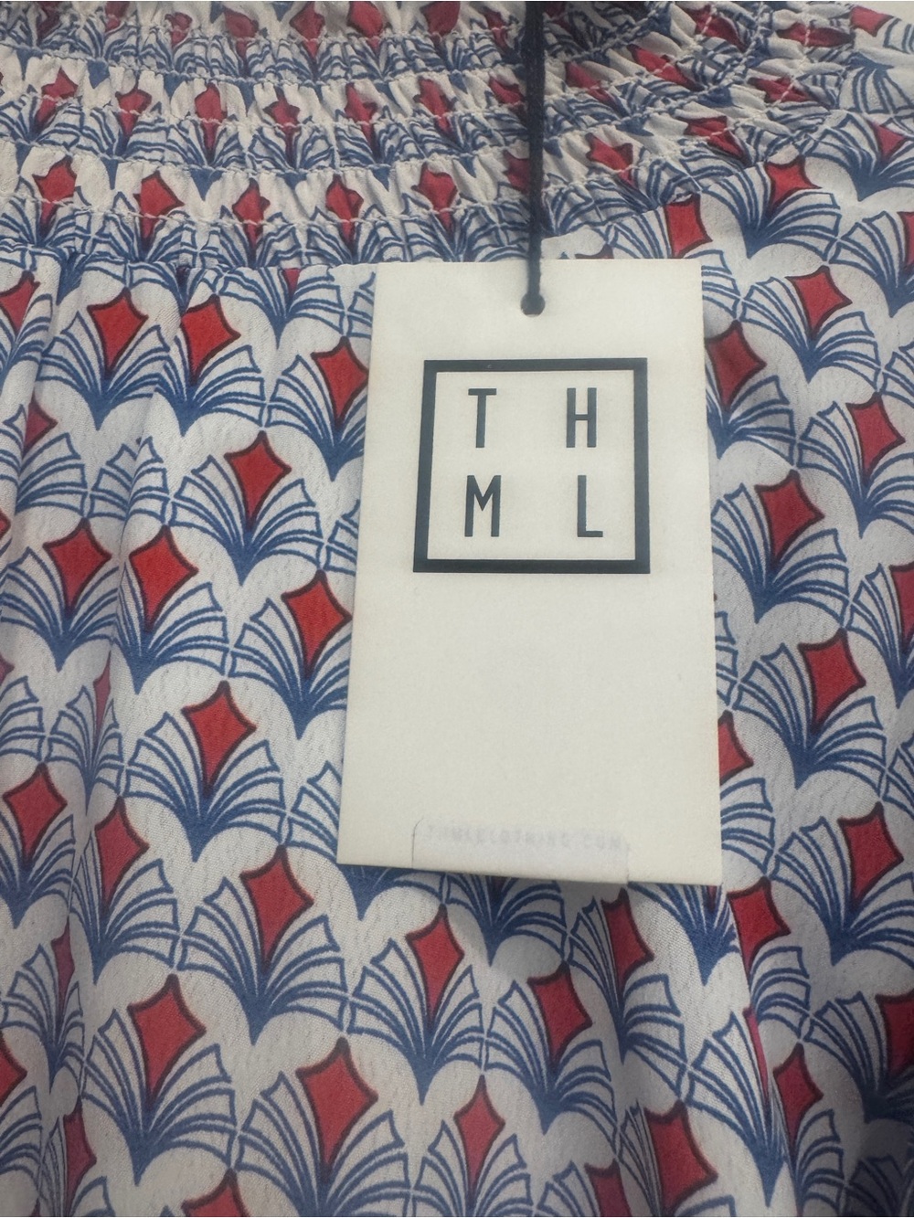 THML Red & Blue Patterned Ruffle Sleeve Top - Picture 3 of 3